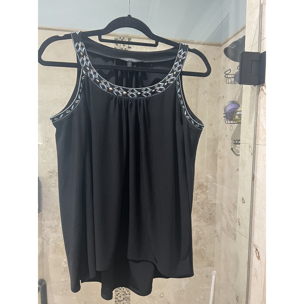WHITE HOUSE BLACK MARKET S Blue Embroidered Cold Shoulder Long Sleeve Top